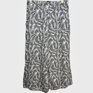 NEW | TAHARI Wide Leg 100% Linen‎ Palazzo Pants European Flax Leaf Motif sz M